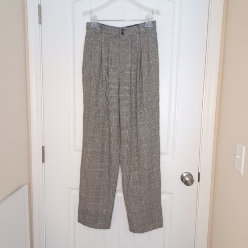 Giorgio Sant Angelo Houndstooth 100% Wool Pants VTG 10/US 6 Vintage High Waist
